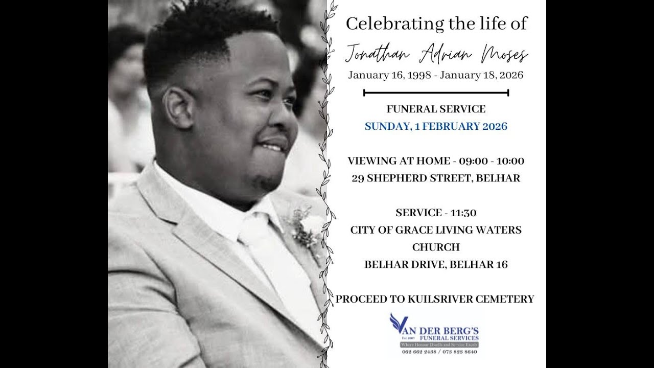 FUNERAL SERVICE OF JONATHAN ADRIAN MOSES