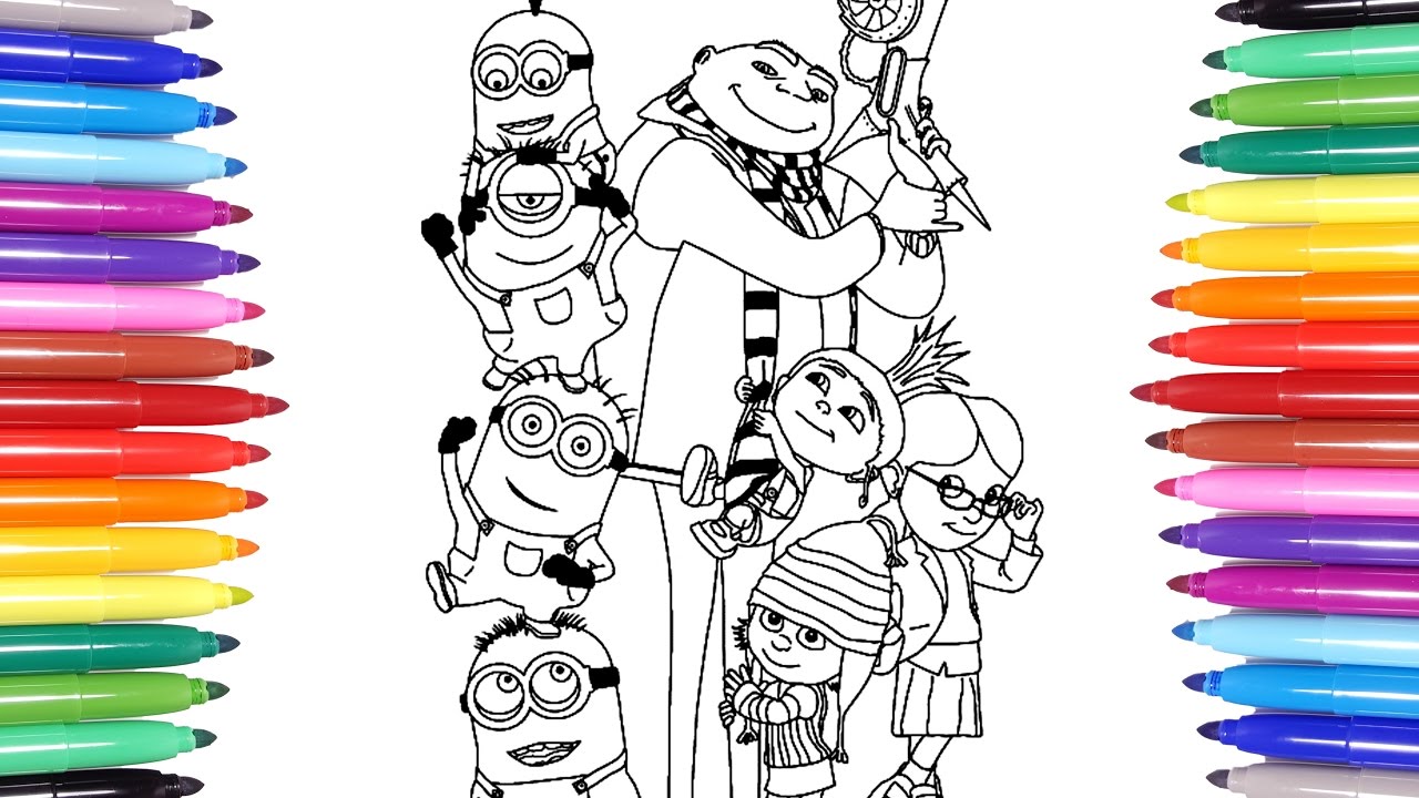 DESPICABLE ME 3 Minions Coloring Page Learn Colors For Kids 2