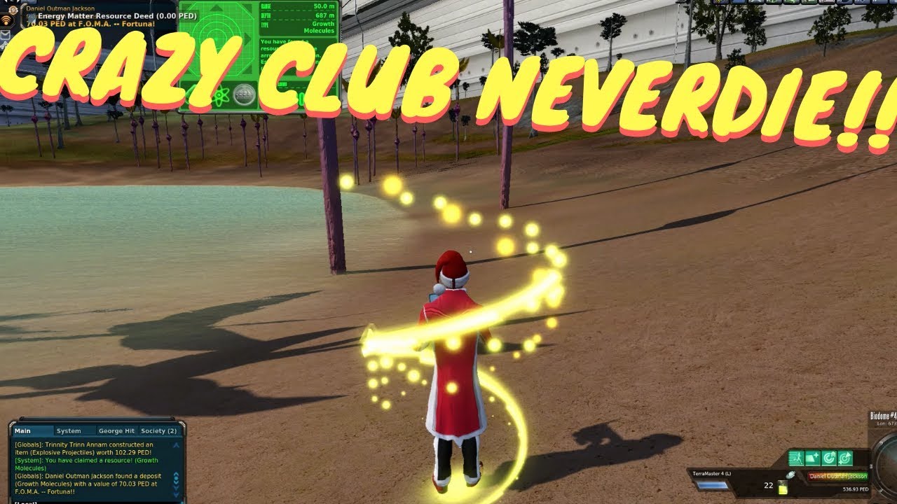 Entropia Universe: A Crazy Amped Mining Run On Club Neverdie(Asteroid FOMA)
