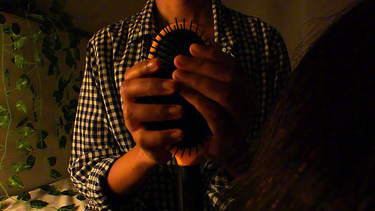 ASMR brushing your hair to sleep 💛 soft scalp scratches & care 💆‍♀️🌱