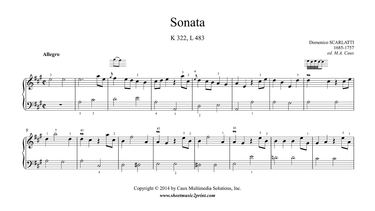Scarlatti : Sonata in A Major, K 322, L 483