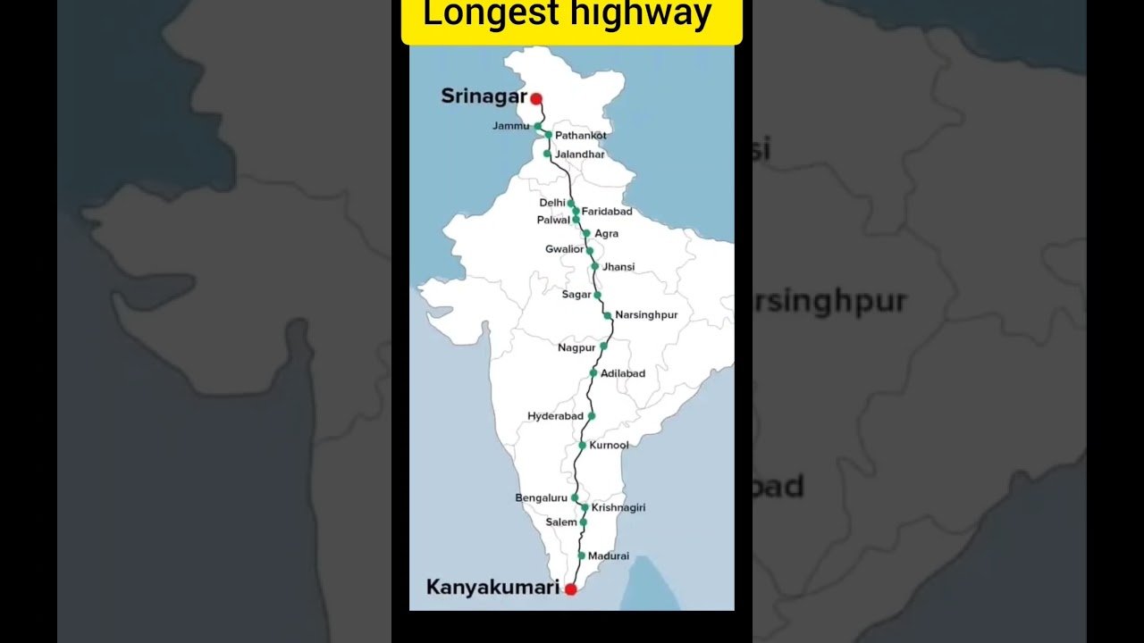 Longest national highway in india NH-44 