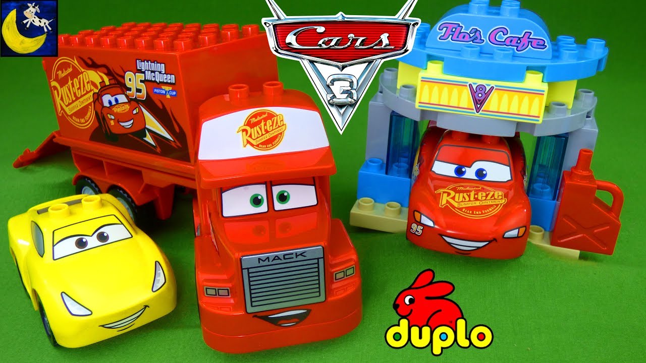 Lego Duplo Disney Cars 3 Toys Mack Hauler Lightning McQueen Cruz Ramirez Race Cars Flo's Cafe Toys