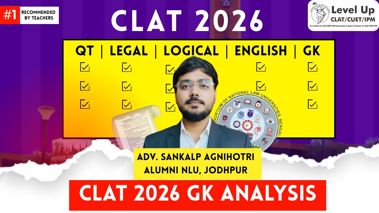 CLAT 2026 GK Paper Solution | CLAT 2026 Difficulty Level & Topics Asked | CLAT Section Wise Analysis