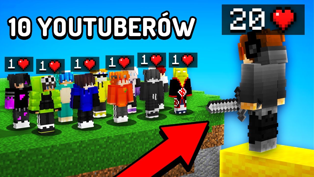FOMMY vs 10 YOUTUBER&Oacute;W z 1 HP na Bedwars!