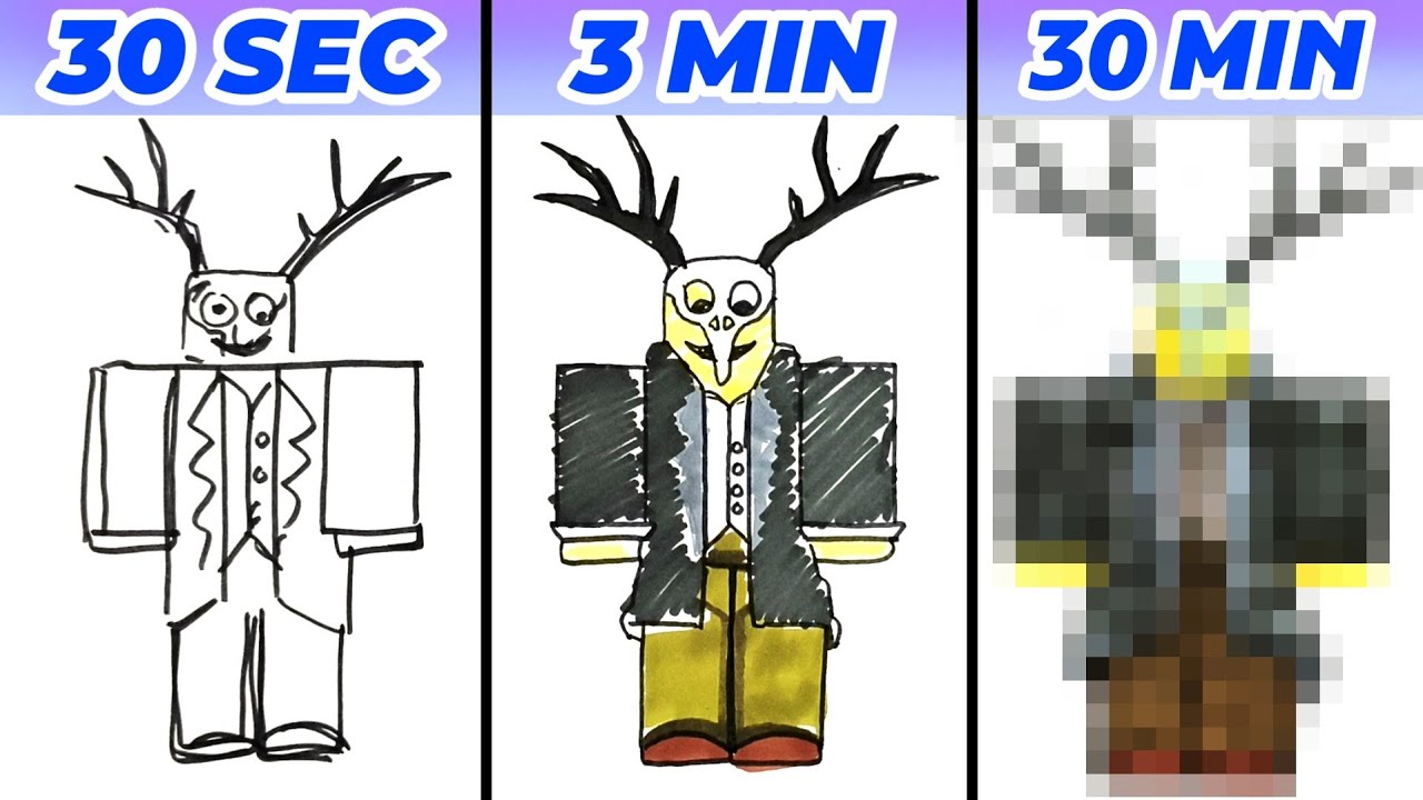 Drawing (ROBLOX) Cultist 99 Nights in The Forest in 30 Sec, 3 Min and 30 Minutes | Wibbydraw 