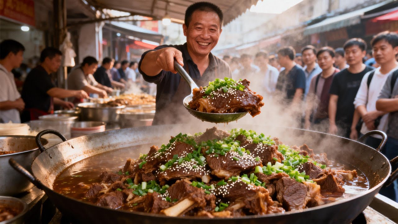 湖北襄阳大哥卖牛杂，一家独占半条街门面，能不能吃上就全靠抢啦！【好食勇哥】