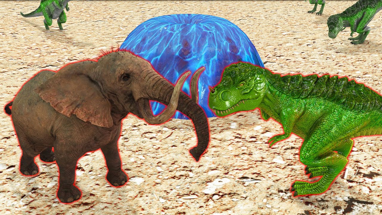 T-rex vs Elephant turn into Primal Mammoth compilation | Mammoth life #20