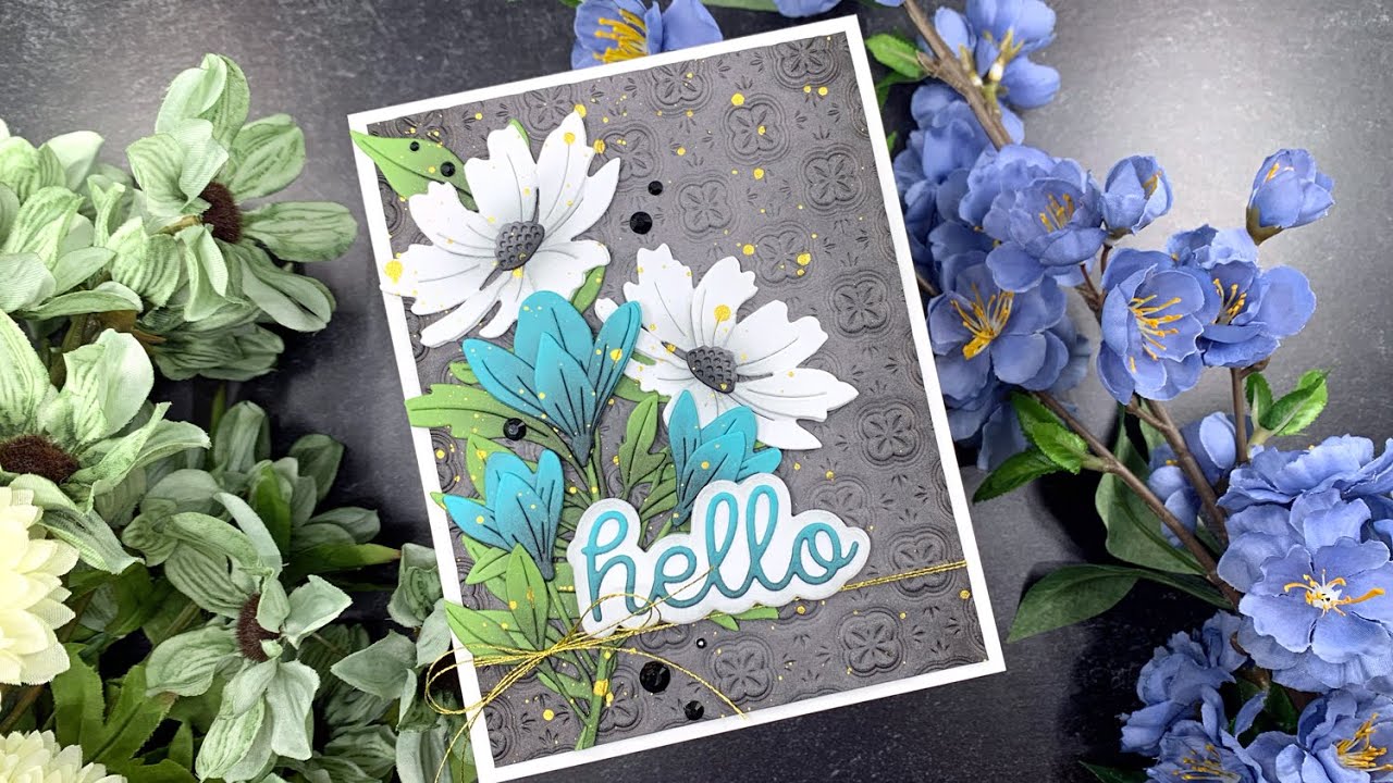 Hello Card with Black Soot Distress Ink Blending
