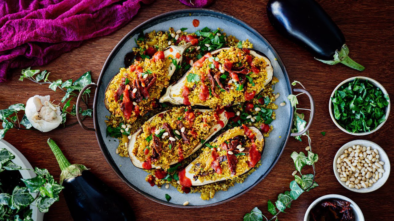 vegan quinoa stuffed eggplants (no oil! whole foods) | everyday plant-based
