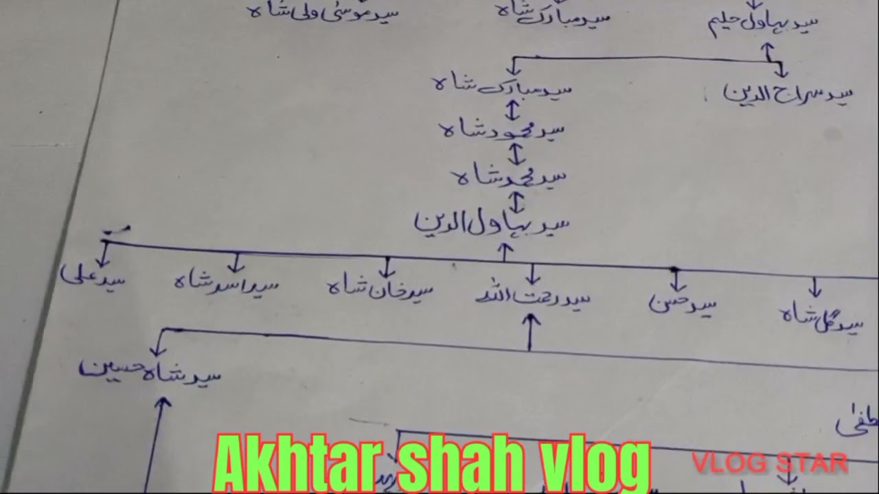 شجرہ مبارک سید جلال الدین سرخ پوش کے بیٹے سید علی کی اولاد کا@#(Akhtar shah vlog 2990)