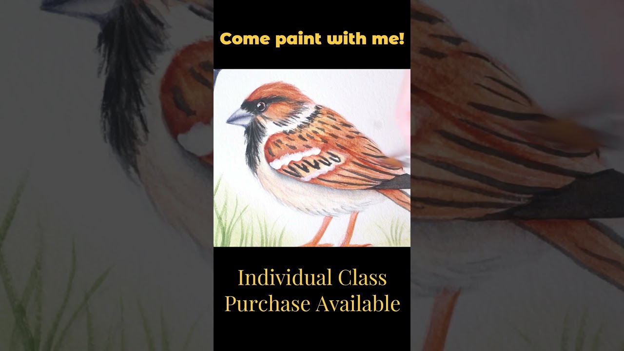 🌿 Глазирование крыла этого воробья 🐦 Техника акриловой живописи