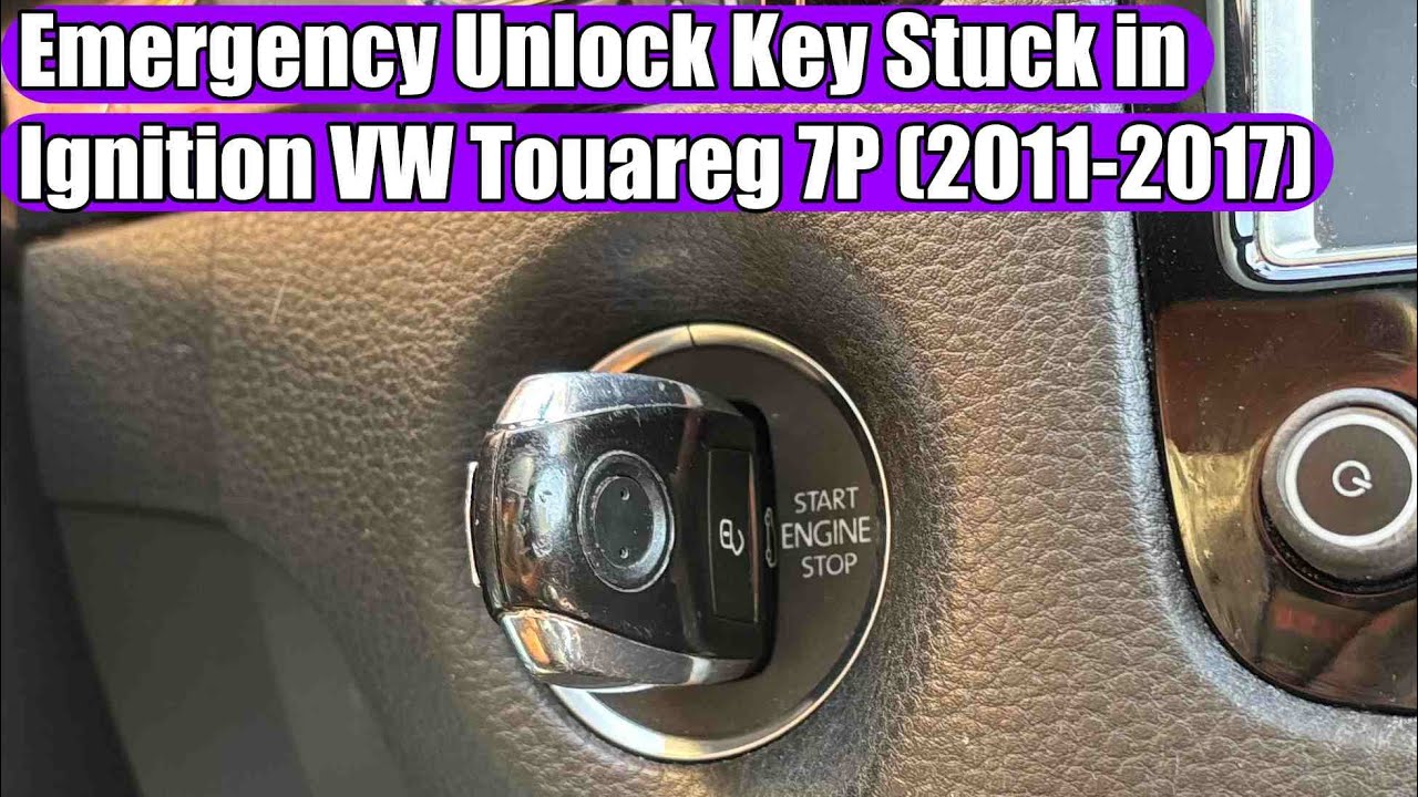 How to emergency unlock (remove) a key stuck in the ignition on Volkswagen VW Touareg 7P (2011-2017)
