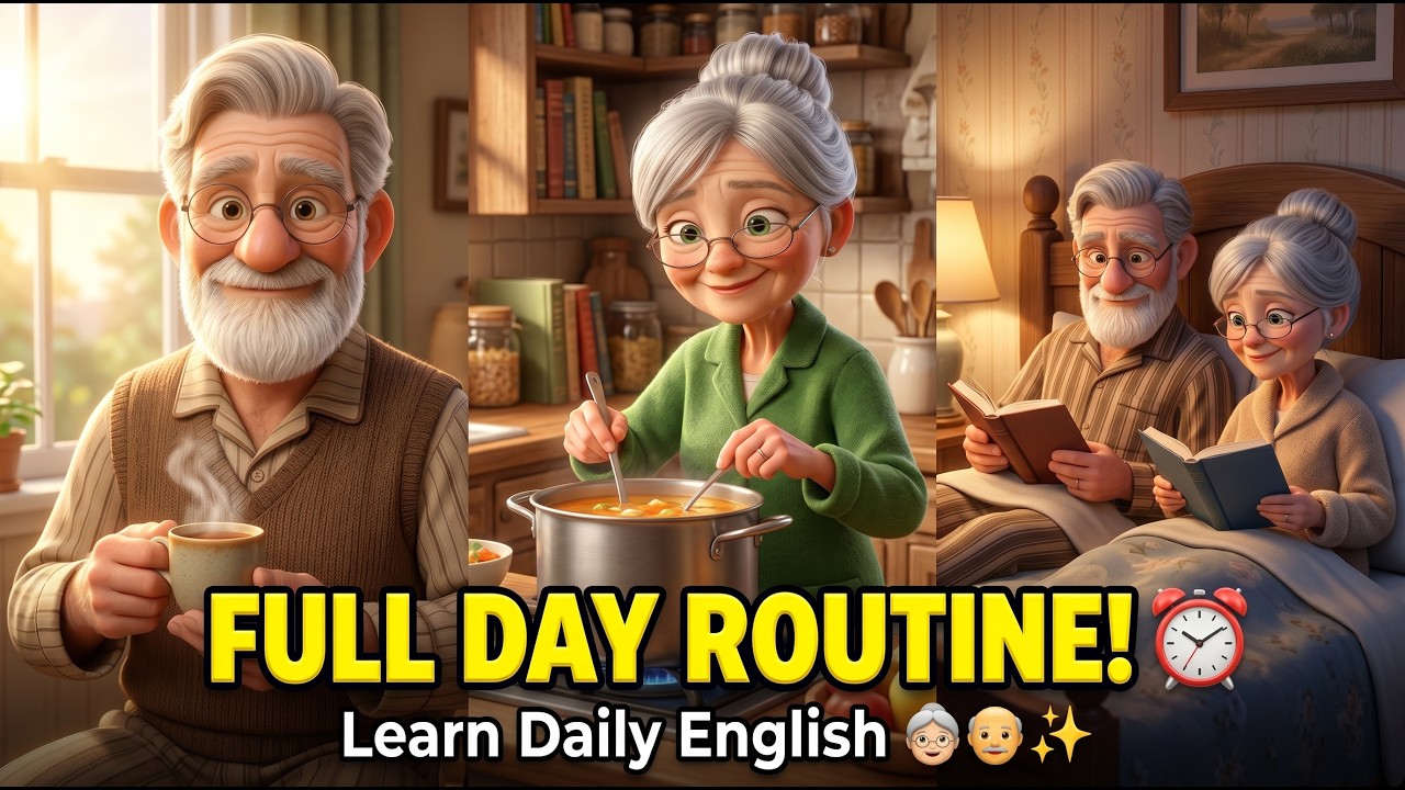 Grandma & Grandpa's Full Day Routine! ☀️🌙 | Learn Daily English
