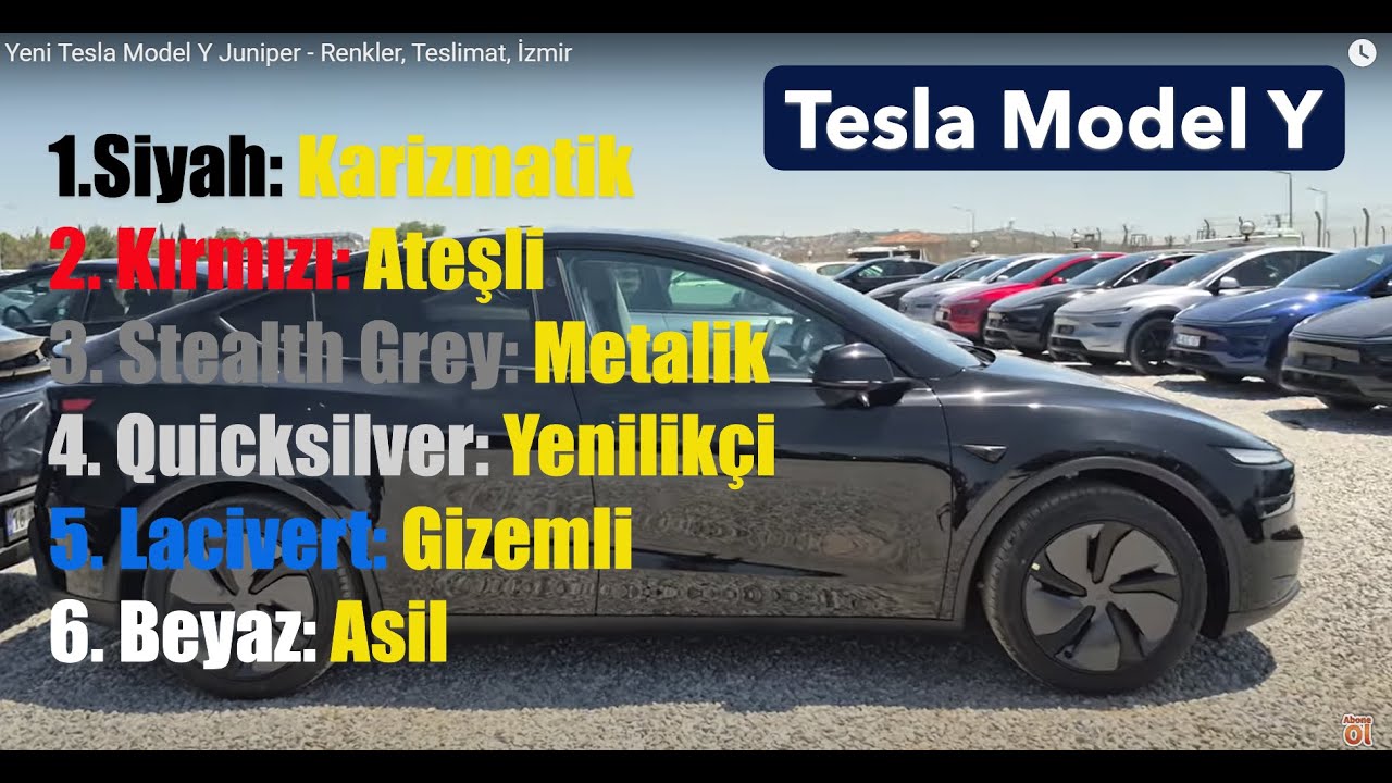 Yeni Tesla Model Y Juniper - Renkler, Teslimat, İzmir