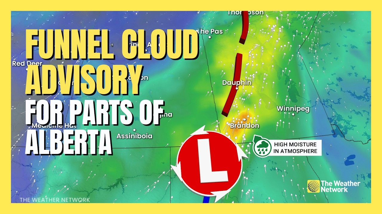 Low-pressure System Brings Heavy Rain and Funnel Cloud Risk to Alberta | #forecast