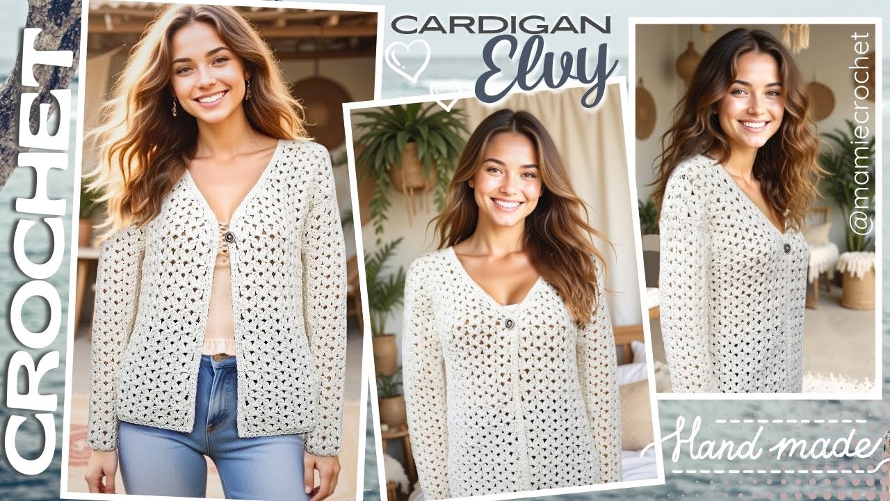 😮🩷 CARDIGAN ÉLÉGANT AU CROCHET !!!  SIMPLE, RAPIDE ET JUSQU'AU 7 XL 🩷😃 TUTO ELVY  @MamieCrochet