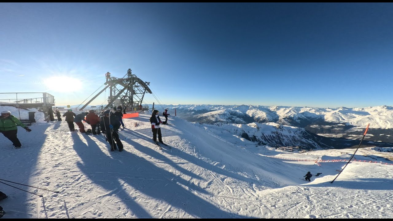 Les Arcs (Paradiski) Skiing the Aiguille Rouge Black Run Top to Bottom with a Couloir to Finish
