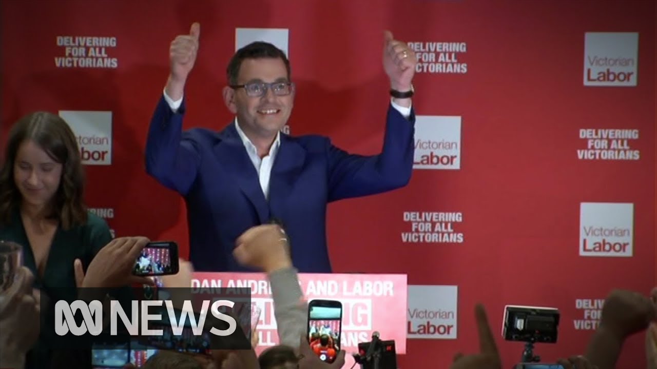 Victorian election result a Labor landslide, leader Daniel Andrews claims victory | ABC News