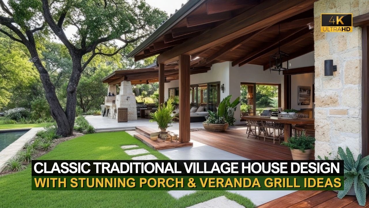 Classic Traditional Village House Design with Stunning Porch and Veranda Grill Ideas