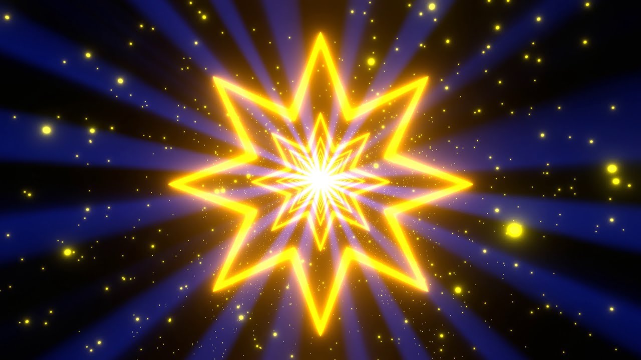 Neon Lights Christmas Star Tunnel Golden Bokeh Particles 4K Free 60fps Motion Background #2