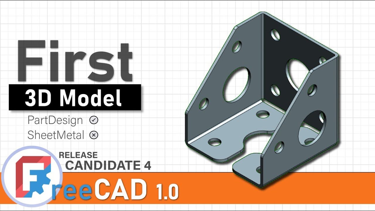 FreeCAD 1.0RC4 Первая 3D-модель с использованием верстака PartDesign