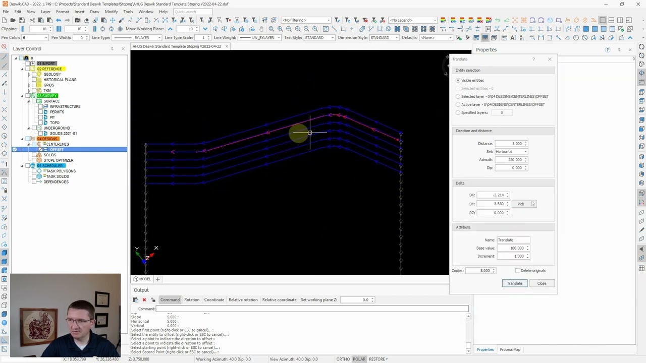 Deswik CAD Offset and Translate