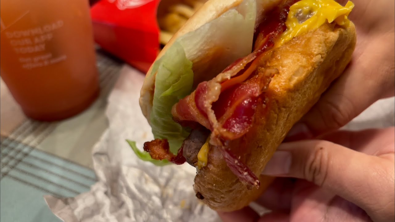 ASMR Eating Sounds Big Bacon Classic Burger