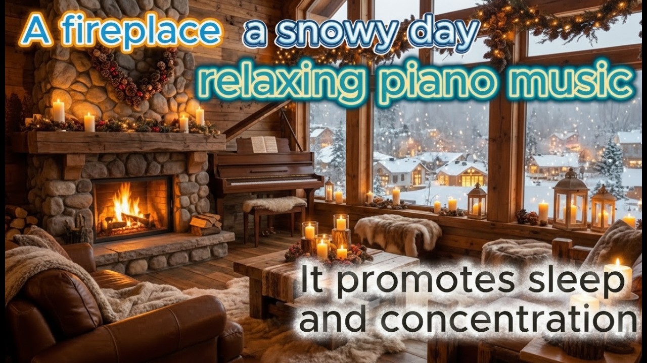 เตาผิงไฟเสียงเปียโน 10 ชั่วโมง Fireplace, piano music, It promotes sleep and concentration 10 hours.