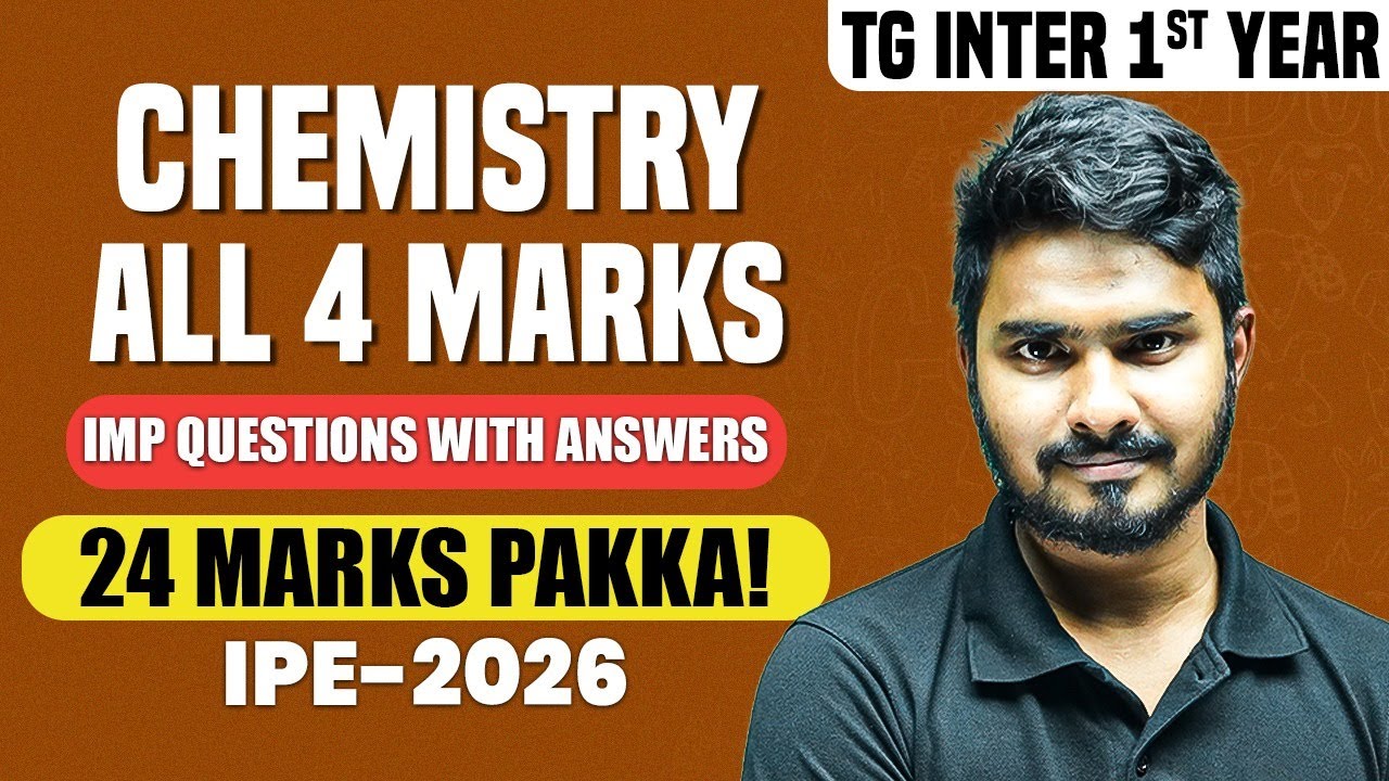 TG Inter 1st Year Chemistry 4 Marks Questions One Shot | All SAQs with Answers | IPE 2026