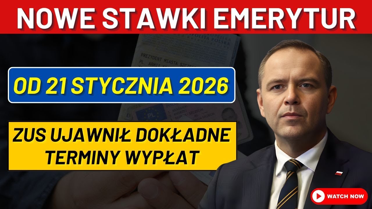 Nowe stawki emerytur od 21 stycznia 2026 – ZUS ujawnił dokładne terminy wypłat