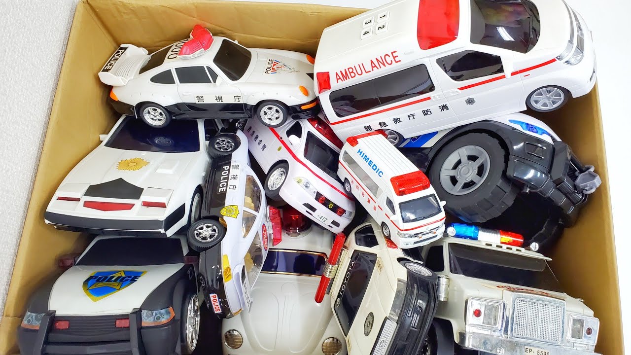 Box Full of Police Car and Ambulance Steep Slope Drive Test