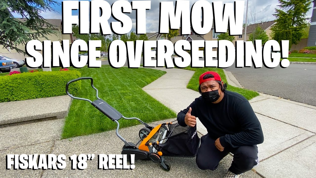 OVERSEEDING FIRST MOW ~ Fiskars 18