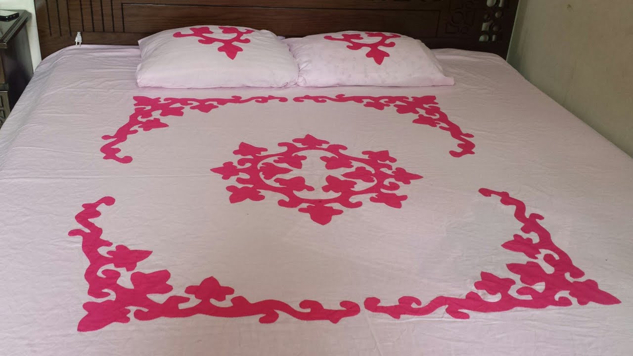 TUTORIAL: Appliqué (Applic) Hand Made Bed Sheet and Pillow Covers Design. | AN Handicraft