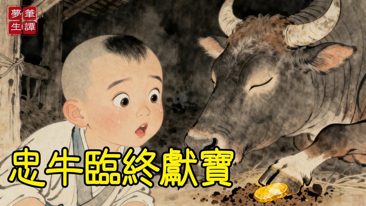 傻弟弟被兄嫂欺辱，分家只得到一頭病弱老牛，相依為伴，誰料老牛臨終落淚，蹄下竟踏出一塊狗頭金！#故事#民間傳說#奇遇#報恩#原創故事