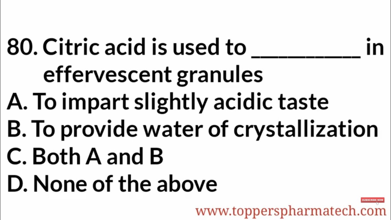 Pharmaceutics MCQ - 34 || #PharmacistExamQuestionPaper | DCO Exam | GPAT Exam | NIPER Exam