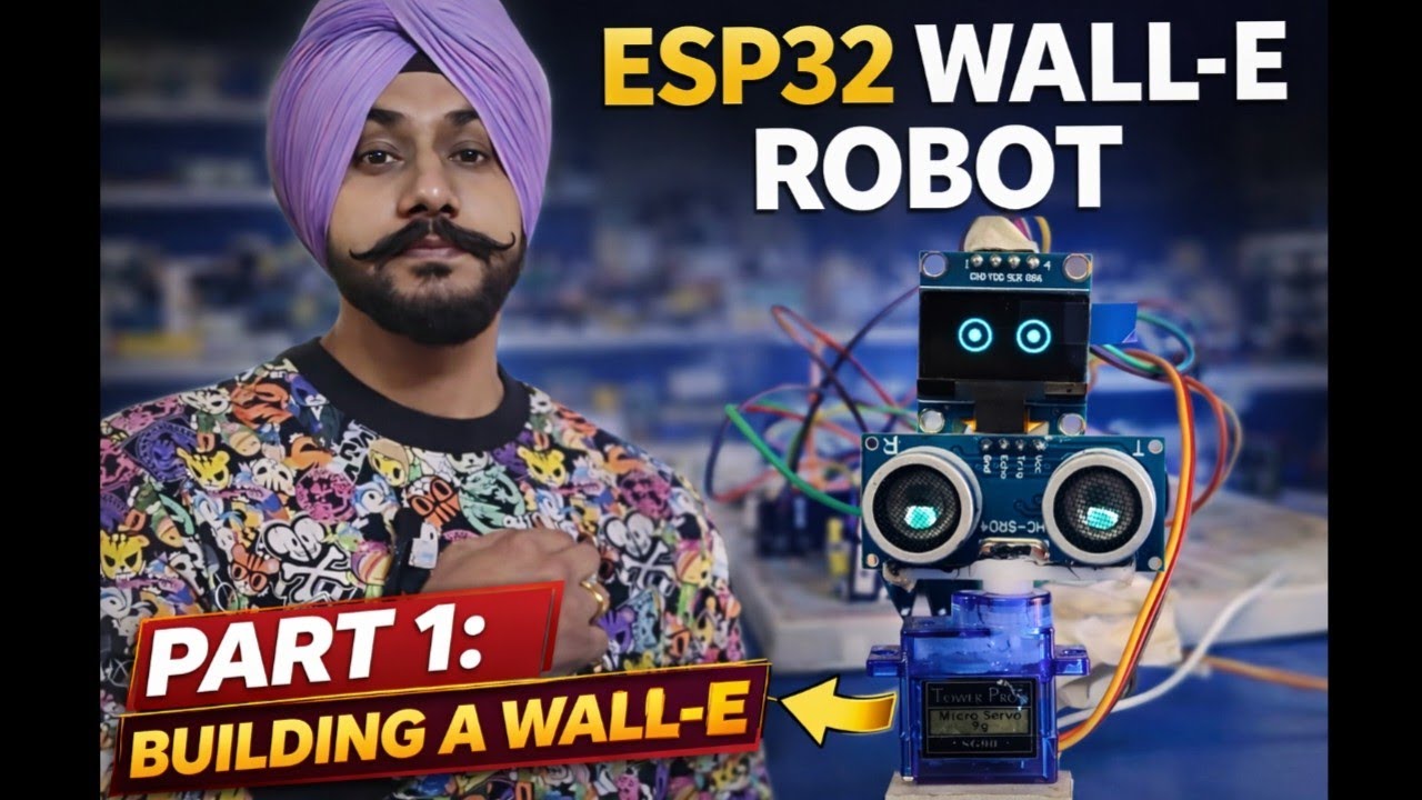 Робот WALL-E на базе ESP32 | OLED-глаза, сервоприводная голова и ультразвуковой датчик 🔥