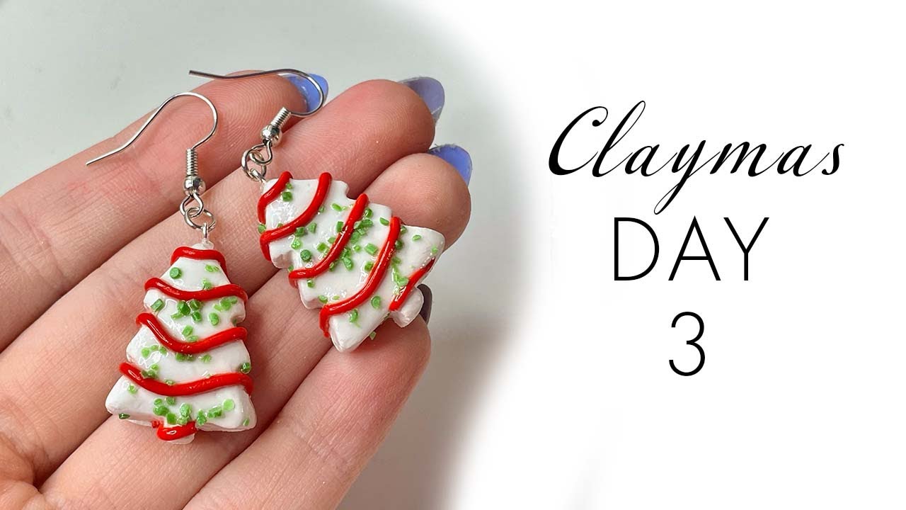 LITTLE DEBBIE CHRISTMAS CAKE POLYMER CLAY TUTORIAL - CLAYMAS DAY 3