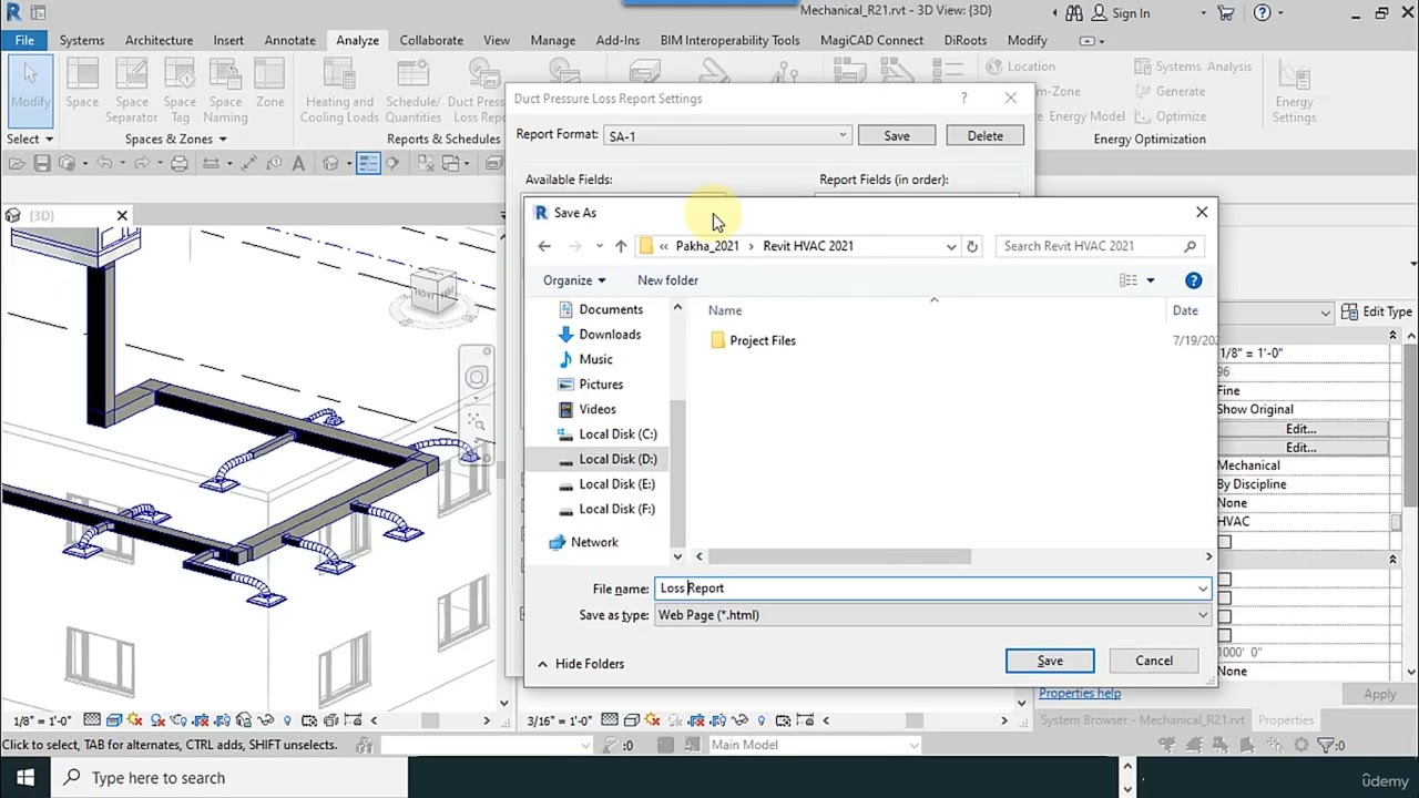 37. REVIT HVAC 2021 Duct Pressure Loss Report 2