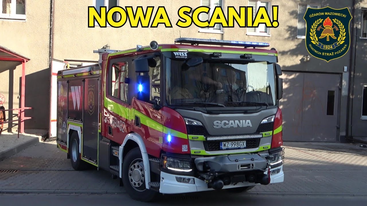 Wyjazd Alarmowy 3 zastępów - NOWEGO GBA Scania P360, Iveco i Tatry z OSP Ożarów Maz. do pożaru