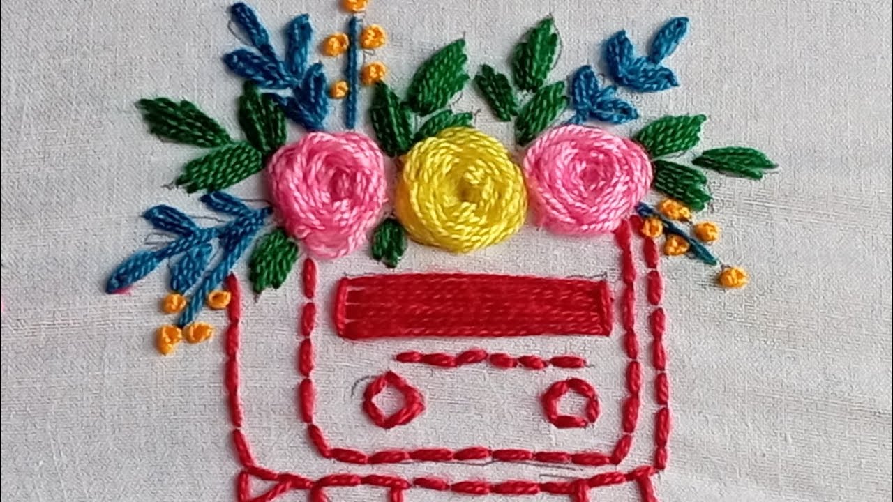 A very simple Embroidery Design for Beginners♥️ Radio with Flowers Embroidery tutorial for Beginners
