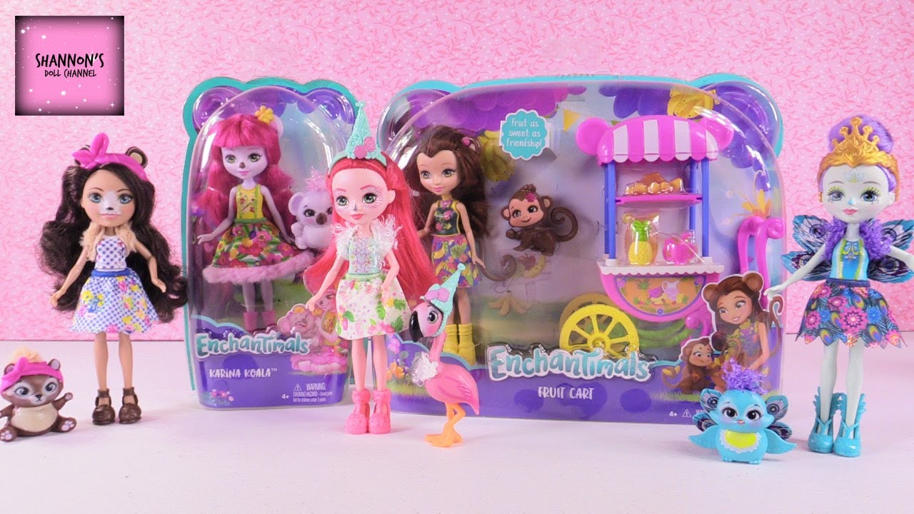 Enchantimals Karina Koala Fruit Cart Merit Monkey Doll Review Opening | ShannonsDollChannel