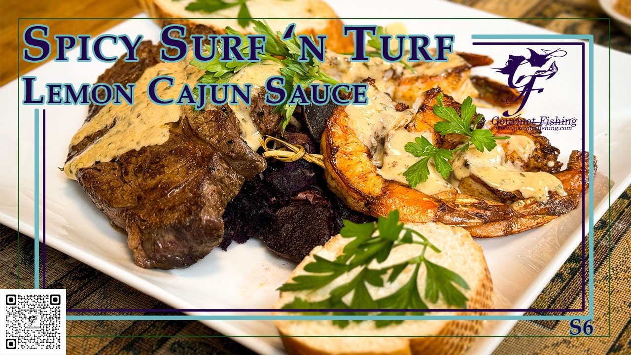 Spicy Surf and Turf with a Lemon Cajun Sauce