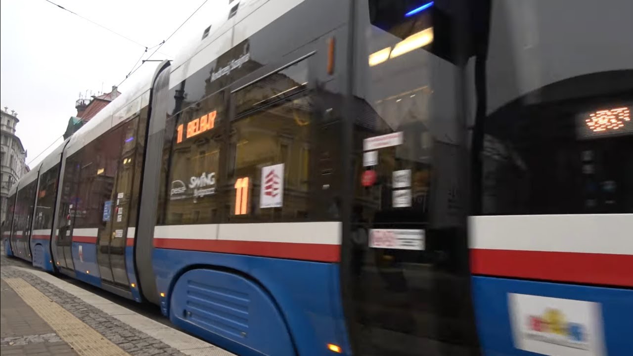 Tram Ride in Bydgoszcz, Gdańska Street 🚋 11 from Plac Praw Kobiet to Chodkiewicza Paderewskiego