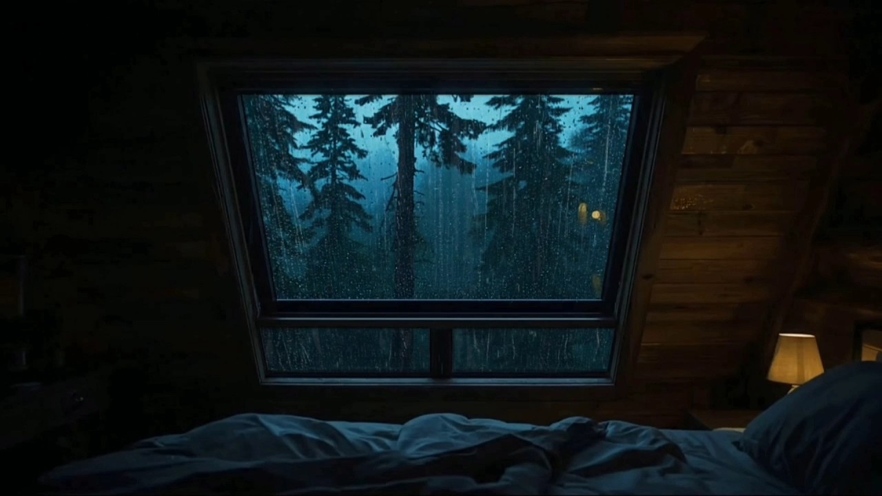 Rain on Window at Night 🌧️ Cozy Cabin Rain Sounds for Deep Sleep & Relaxation