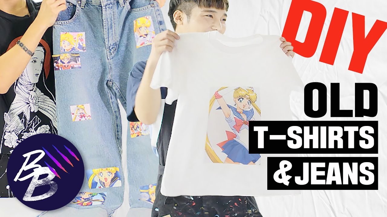 E8💋 DIY Fashion Experiment (1): How to Iron Sailor Moon on T-Shirts/Jeans || Beauty Beasts