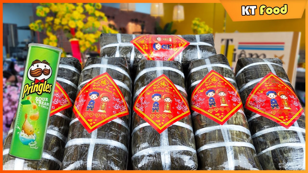 BÁNH TÉT Cấp Tốc Làm Bằng Hộp Chip Pringles Không Cần Khéo Tay Vẫn Đều Đẹp và Cách Gói Truyền Thống
