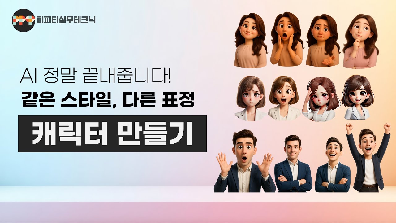 같은 스타일, 다른표정의 캐릭터 쉽게 만드는 방법ㅣ 피피티 실무테크닉
