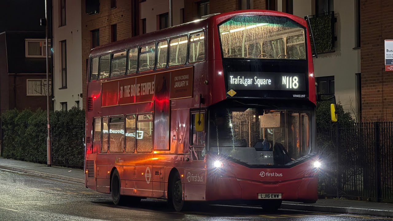 FRV. First Bus Route N118. Ruislip - Trafalgar Square. Wright Gemini 3 B5LH VH45197 (LJ16 EWW)