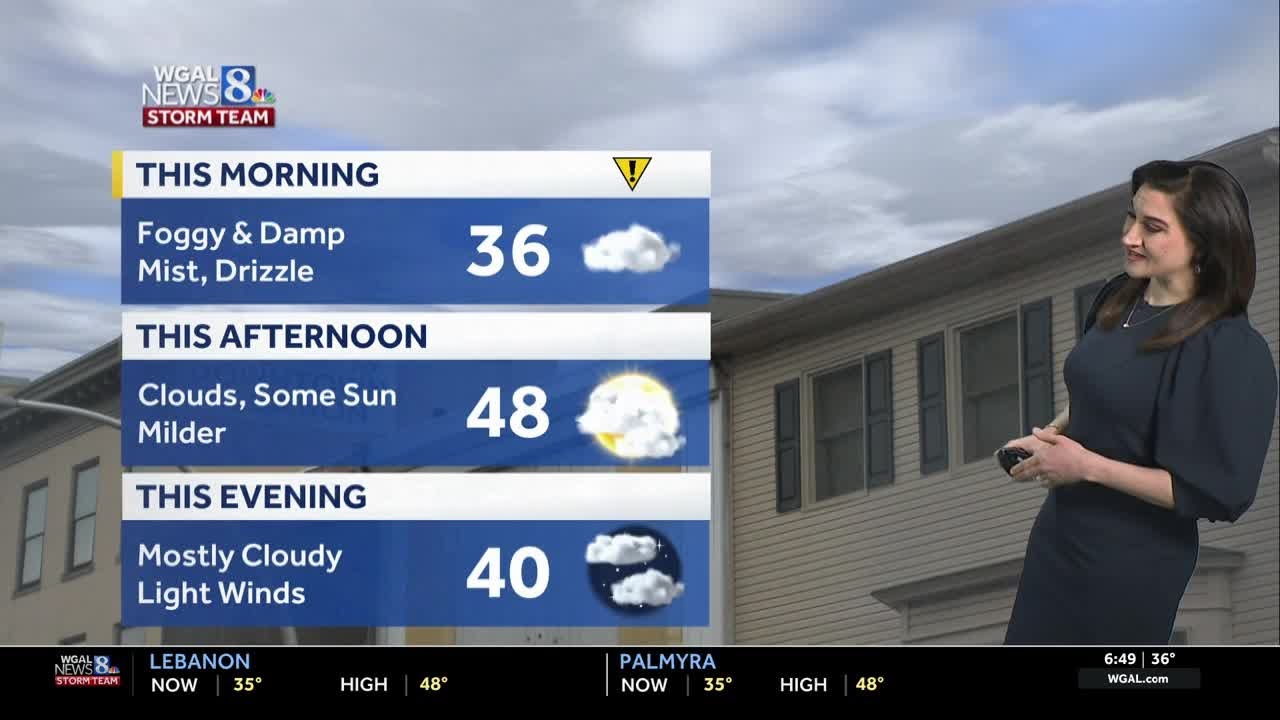 Another foggy start, highs near 50 today in south-central Pennsylvania